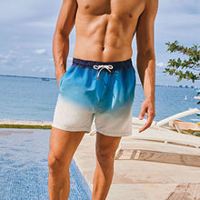 Load image into Gallery viewer, Navy Blue Ombre Printed Swim Shorts
