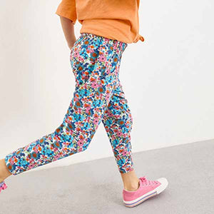 Summer Floral Print Jersey Stretch Slouch Trousers (3-12yrs)