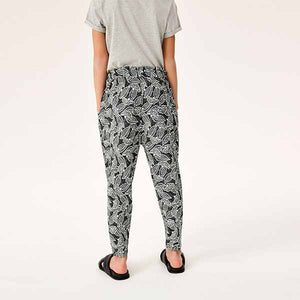 Black and White Floral Jersey Stretch Slouch Trousers (3-12yrs)