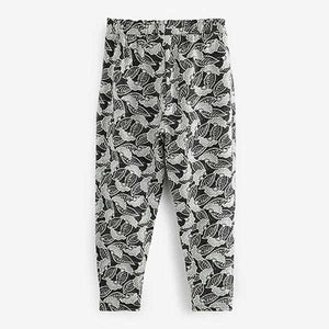Black and White Floral Jersey Stretch Slouch Trousers (3-12yrs)