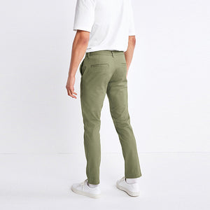 Green Slim Fit Stretch Chino Trousers