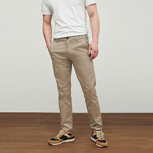 Load image into Gallery viewer, Stone Natural Elasticated Wait Stretch Chino Trousers
