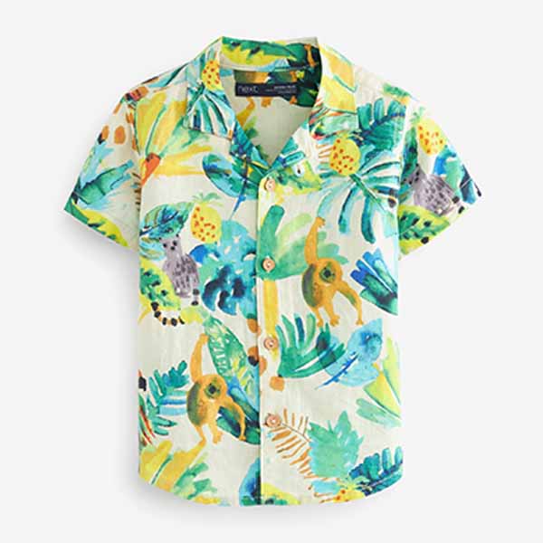 Green Jungle Print Short Sleeve Shirt (3mths-5yrs)