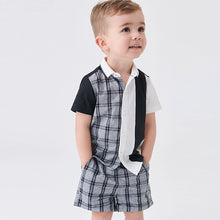Load image into Gallery viewer, Shirt &amp; Short Black/White Check Set (3mths-4yrs)
