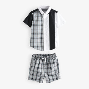 Shirt & Short Black/White Check Set (3mths-4yrs)