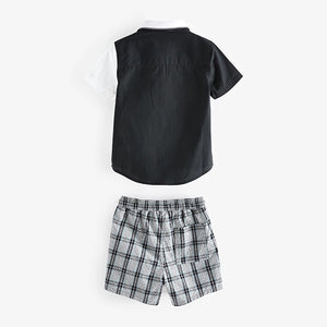 Shirt & Short Black/White Check Set (3mths-4yrs)
