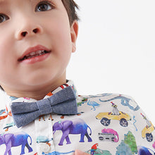 Load image into Gallery viewer, White Short Sleeve Printed Shirt And Bow Tie (3mths-5yrs)
