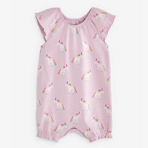 Pastel Pink Unicorn Baby 4 Pack Rompers (0mths-18mths)