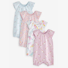 Load image into Gallery viewer, Pastel Pink Unicorn Baby 4 Pack Rompers (0mths-18mths)
