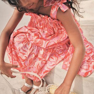 Pink Swirl Print Tie Shoulder Dress (3-12yrs)