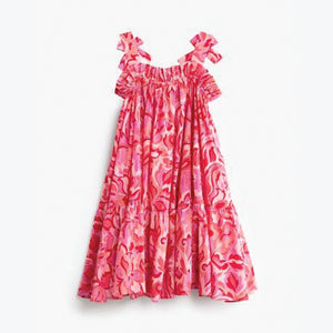 Pink Swirl Print Tie Shoulder Dress (3-12yrs)