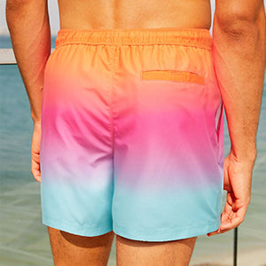 Orange/Pink Ombre Printed Swim Shorts