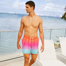 Load image into Gallery viewer, Orange/Pink Ombre Printed Swim Shorts
