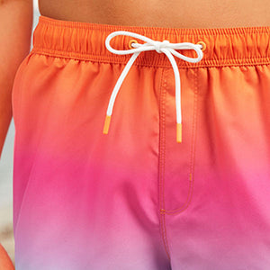 Orange/Pink Ombre Printed Swim Shorts