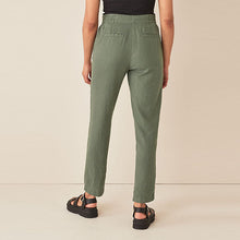Load image into Gallery viewer, Khaki Green Linen Blend Taper Trousers
