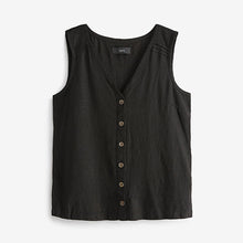 Load image into Gallery viewer, Black Linen Blend Sleeveless Top
