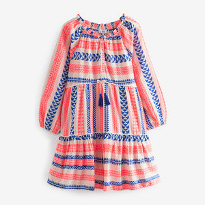 Pink/Blue Kaftan Mini Summer Dress