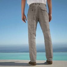 Load image into Gallery viewer, Neutral Check Slim Fit Cotton Chino Trousers
