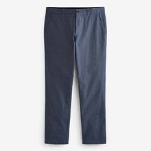 Load image into Gallery viewer, Blue Textured Slim Fit Cotton Chino Trousers
