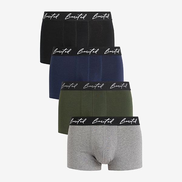 Black/Khaki Limited Waistband Hipster Boxers 4 Pack
