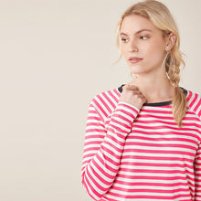 Load image into Gallery viewer, White/Pink Stripe Raglan Long Sleeve Top
