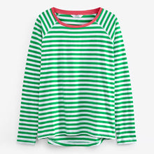 Load image into Gallery viewer, White/Green Stripe Raglan Long Sleeve Top
