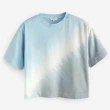 Load image into Gallery viewer, Blue Tie Dye Crop Boxy Short Sleeve T-Shirt
