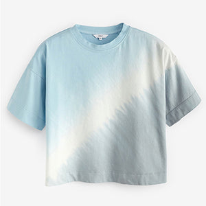 Blue Tie Dye Crop Boxy Short Sleeve T-Shirt