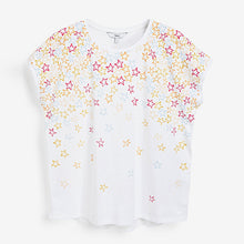 Load image into Gallery viewer, White Rainbow Star Short Sleeve Slub T-Shirt
