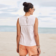 Load image into Gallery viewer, White Broderie Sleeveless Top
