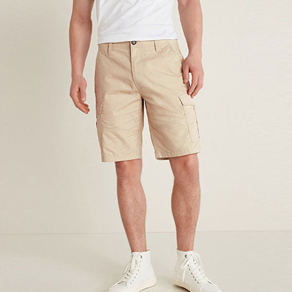 Stone Straight Fit Cotton Cargo Shorts