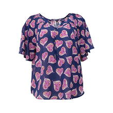 Load image into Gallery viewer, Celia Birtwell Navy Heart Flutter Sleeve Blouse
