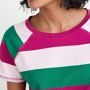 Pink/Green Short Sleeve Raglan T-Shirt