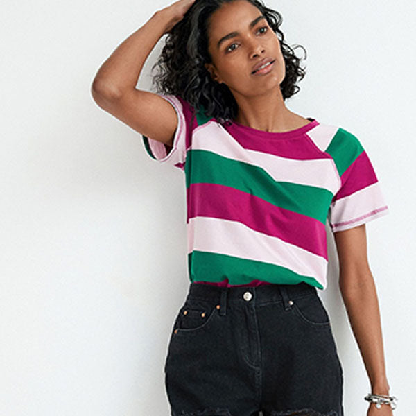 Pink/Green Short Sleeve Raglan T-Shirt