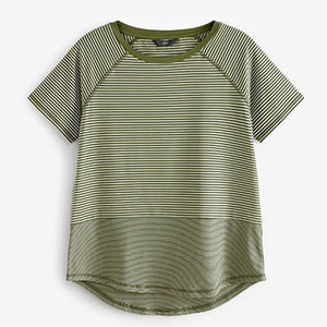 Khaki Green Stripe Short Sleeve Raglan T-Shirt