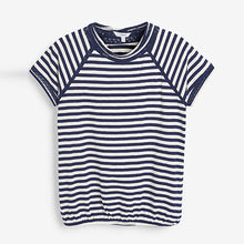 Load image into Gallery viewer, Navy Blue White Stripe  Bubblehem Raglan T-Shirt
