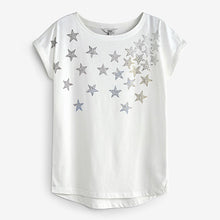 Load image into Gallery viewer, White Star Curved Hem T-Shirt
