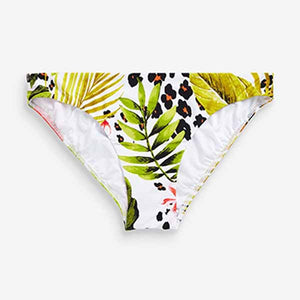 White Tropical Print Bikini Bottoms