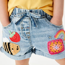 Load image into Gallery viewer, Crochet Character Denim Pull-On Shorts (3mths-6yrs)
