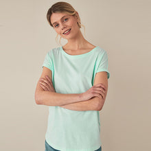 Load image into Gallery viewer, Aqua Blue Cap Sleeve T-Shirt
