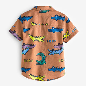 Burnt Orange Crocodile Print Shirt (3mths-5yrs)