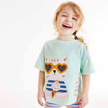Load image into Gallery viewer, Mint Green Cat Appliqué T-Shirt (3mths-6yrs)
