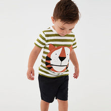 Load image into Gallery viewer, Green/White Tiger Zip Mouth Appliqué T-Shirt (3mths-5yrs)
