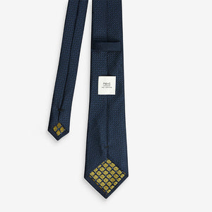 Yellow / Blue Textured Ties 2 Pack With Tie Clip