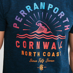 Navy Blue Cornwall Print T-Shirt
