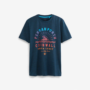Navy Blue Cornwall Print T-Shirt
