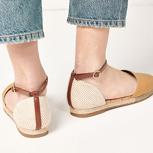 Yellow Closed Toe Ankle Strap Espadrille Shoes
