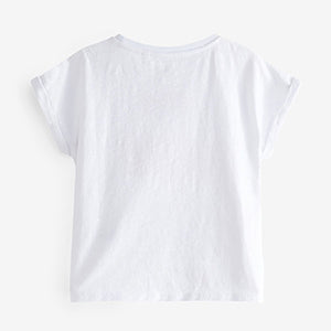 White Crochet Rainbow Tie Front T-Shirt (4-12yrs)