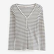 Load image into Gallery viewer, Navy Blue/White Stripe Pointelle Long Sleeve Top
