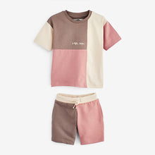Load image into Gallery viewer, Pink/Blush Oversized Colourblock T-Shirt and Short Set (3mths-6yrs)
